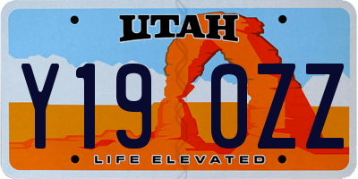UT license plate Y190ZZ