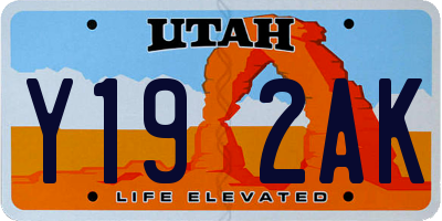 UT license plate Y192AK