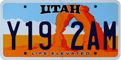 UT license plate Y192AM
