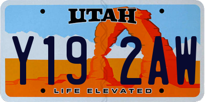 UT license plate Y192AW