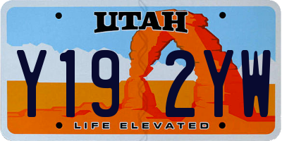 UT license plate Y192YW