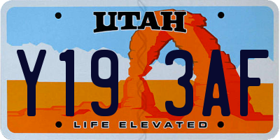 UT license plate Y193AF