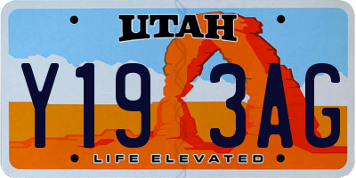 UT license plate Y193AG