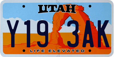 UT license plate Y193AK