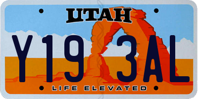 UT license plate Y193AL