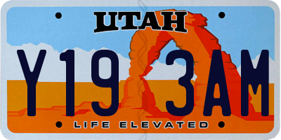 UT license plate Y193AM