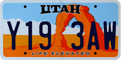 UT license plate Y193AW