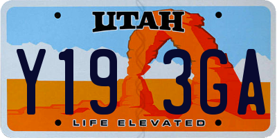 UT license plate Y193GA