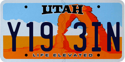 UT license plate Y193IN