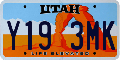 UT license plate Y193MK