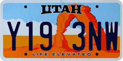 UT license plate Y193NW