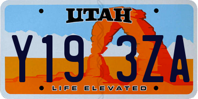 UT license plate Y193ZA