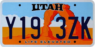 UT license plate Y193ZK