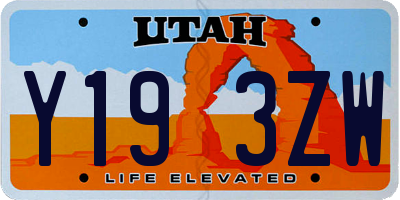 UT license plate Y193ZW