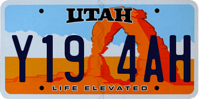 UT license plate Y194AH
