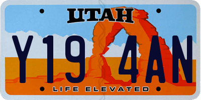 UT license plate Y194AN