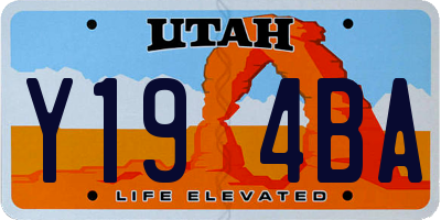 UT license plate Y194BA