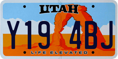 UT license plate Y194BJ