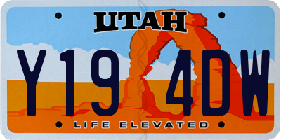 UT license plate Y194DW