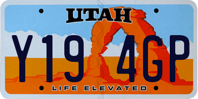 UT license plate Y194GP