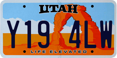 UT license plate Y194LW