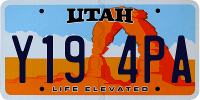 UT license plate Y194PA