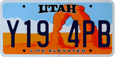 UT license plate Y194PB