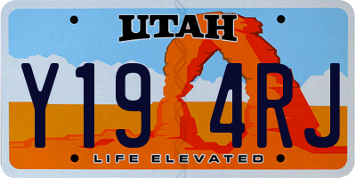 UT license plate Y194RJ
