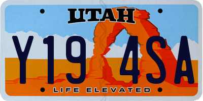 UT license plate Y194SA