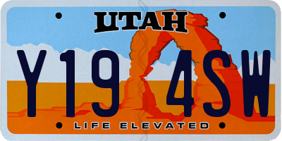 UT license plate Y194SW