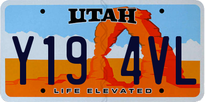 UT license plate Y194VL