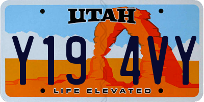 UT license plate Y194VY