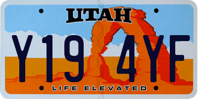 UT license plate Y194YF