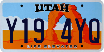 UT license plate Y194YQ