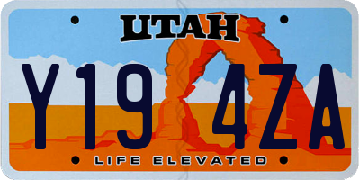 UT license plate Y194ZA