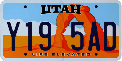 UT license plate Y195AD
