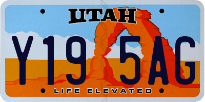 UT license plate Y195AG