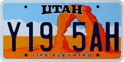 UT license plate Y195AH