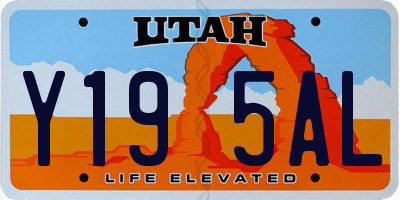 UT license plate Y195AL