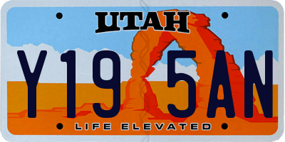 UT license plate Y195AN