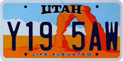 UT license plate Y195AW