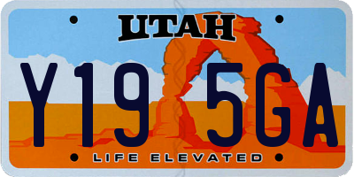 UT license plate Y195GA