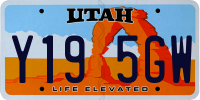UT license plate Y195GW
