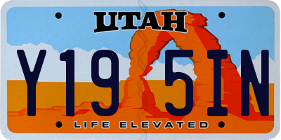 UT license plate Y195IN