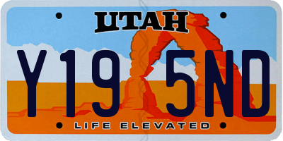 UT license plate Y195ND