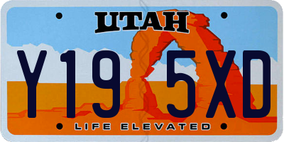 UT license plate Y195XD