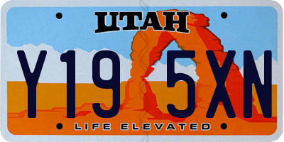 UT license plate Y195XN