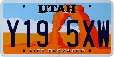 UT license plate Y195XW