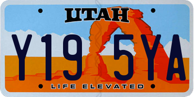 UT license plate Y195YA