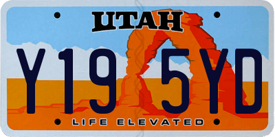 UT license plate Y195YD